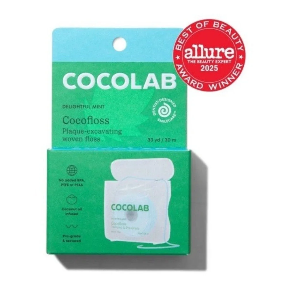 Cocolab Delightful Mint Woven Dental Floss, Textured & Pro-Grade, 33 yd